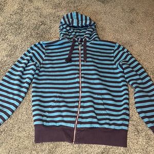 Teal striped emo hoodie 🫶🏻🖤